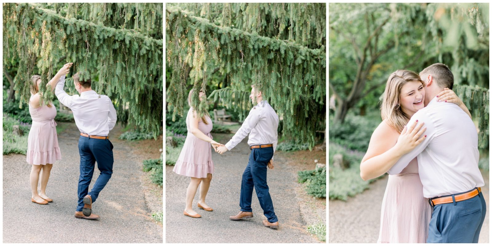 Couple having fun at their engagement session. 