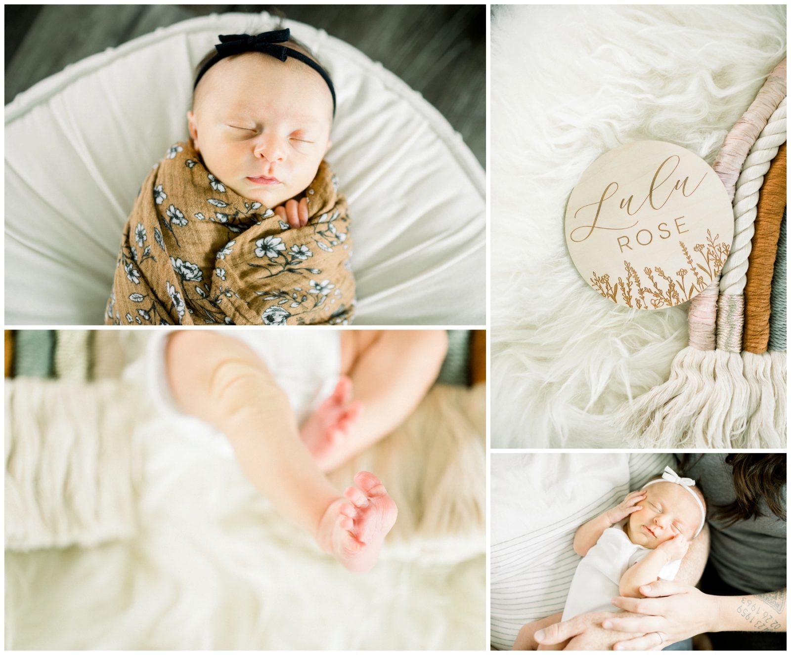 Compilation of photos of newborn baby taken in Shakopee MN by photographer Poly Mendes Photography. 