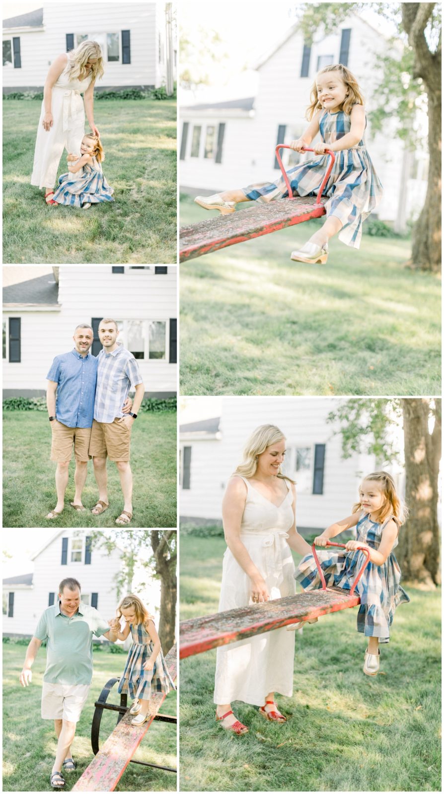 Farm Family Session with family wearing shades of blue