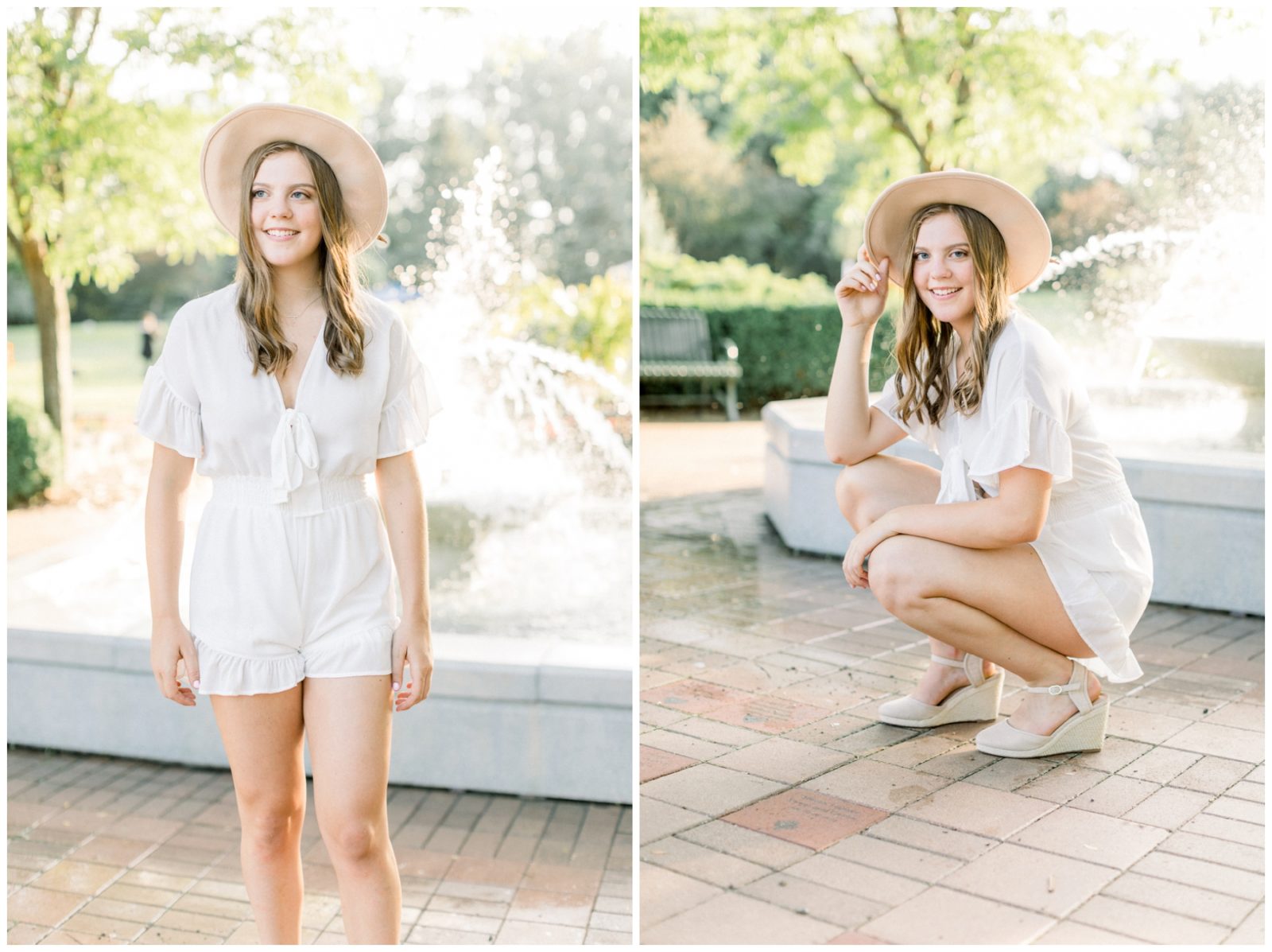 Young girl wearing summer clothes and a hat.